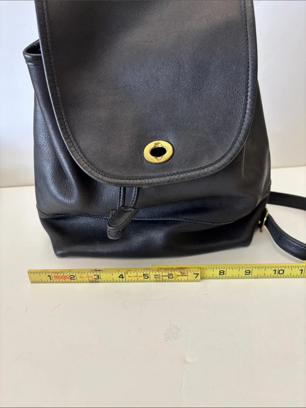 Coach Costa Rica 9791 Black Leather Day Pack Backpack with Gold Turnlock